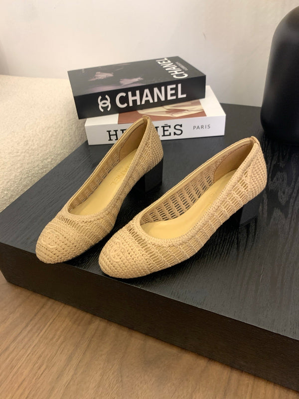 cc 25 ballet flat 50mm beige raffia 288818