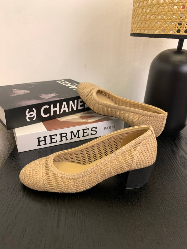 cc 25 ballet flat 50mm beige raffia 288818