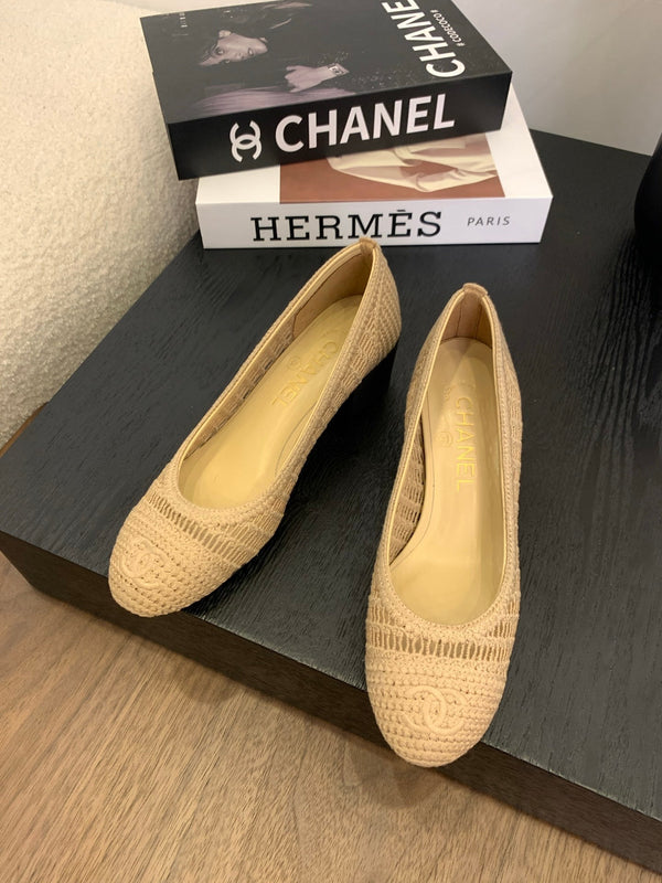 cc 25 ballet flat 50mm beige raffia 288818