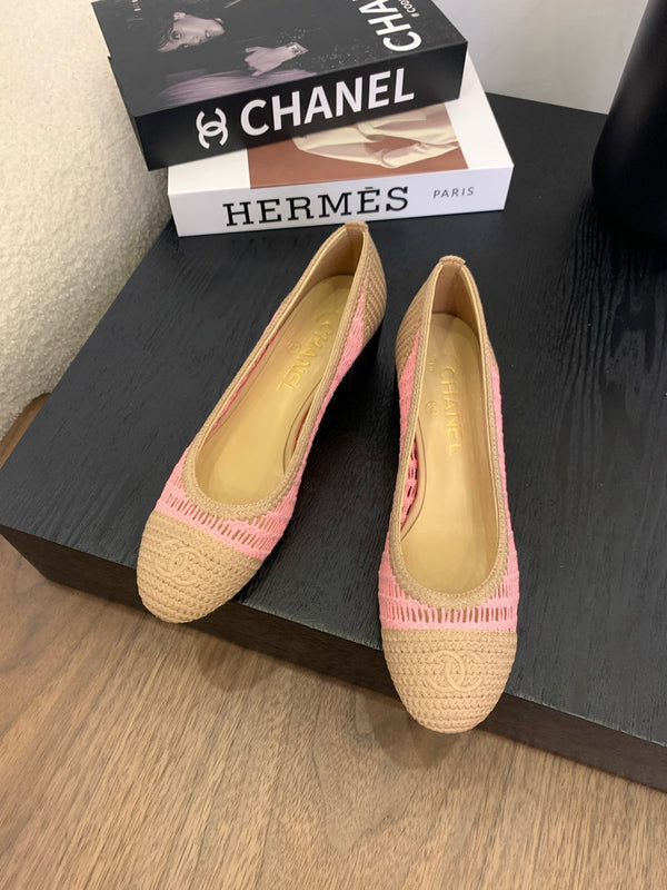 CC 25p Tacco da ballerina 50mm Rafia rosa beige