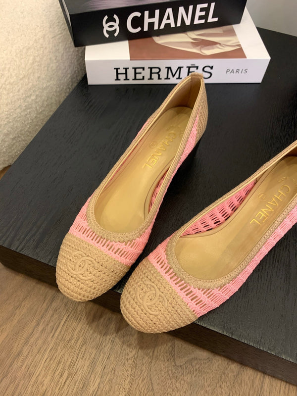 CC 25p Tacco da ballerina 50mm Rafia rosa beige