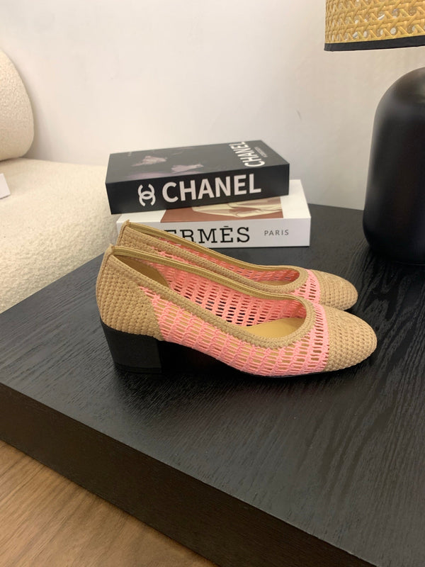 CC 25p Tacco da ballerina 50mm Rafia rosa beige