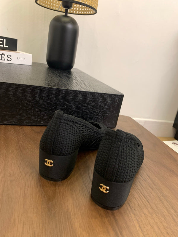 CC 25p Tacco da ballerina 50mm Rafia nera