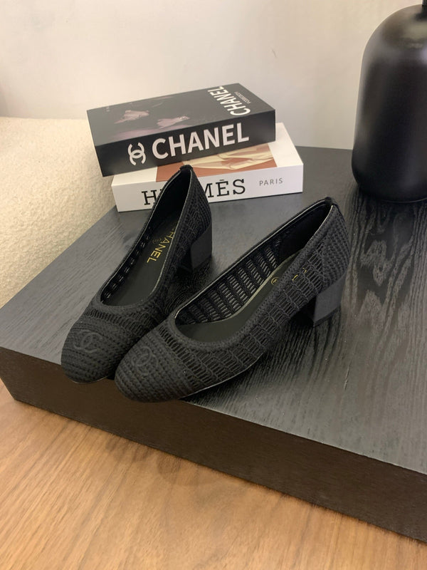 cc 25 ballet flat 50mm black raffia 288821