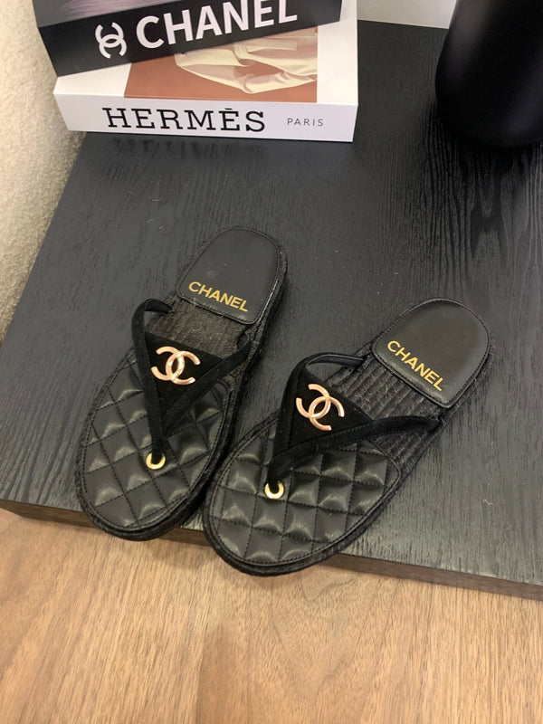 CC Thong Sandal Suede Kidskin Black 288718