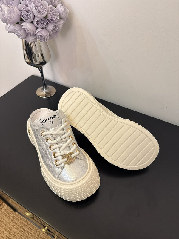 CC 25 Mules Platfrom Silver Lambskin 331632