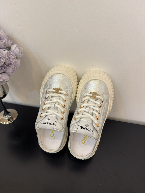 CC 25 Mules Platfrom Silver Lambskin 331632