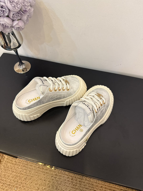 CC 25 Mules Platfrom Silver Lambskin 331632