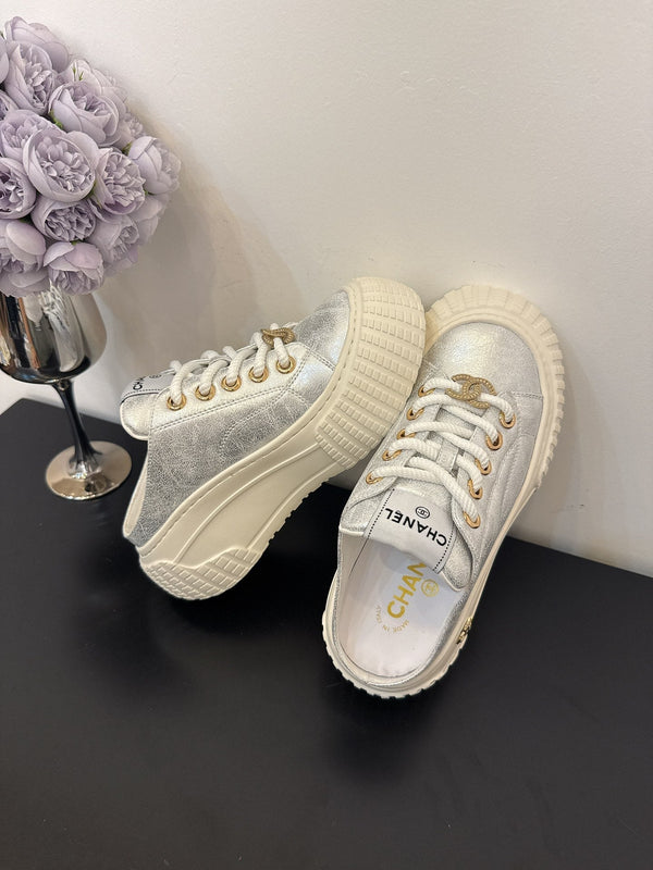 CC 25 Mules Platfrom Silver Lambskin 331632