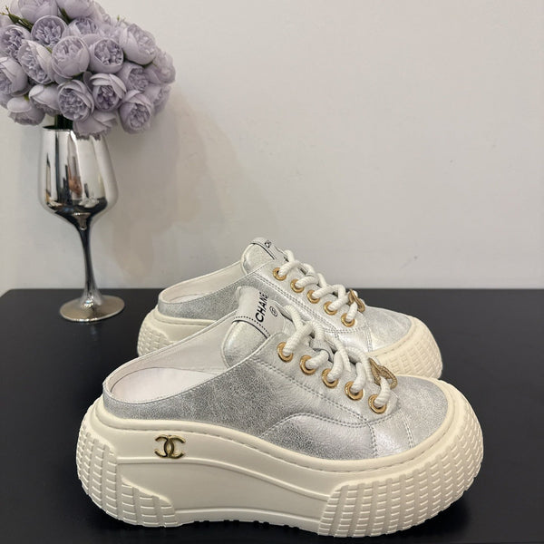 CC 25 Mules Platfrom Silver Lambskin 331632