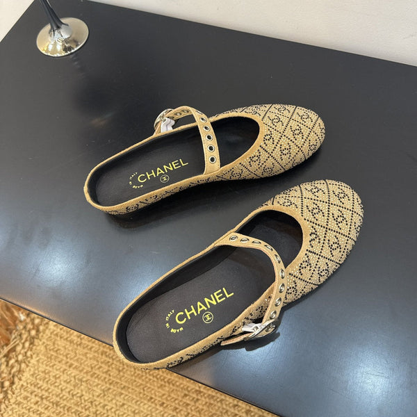 CC 25 Ballet Flats Mules Camel Brown Calfskin 331656