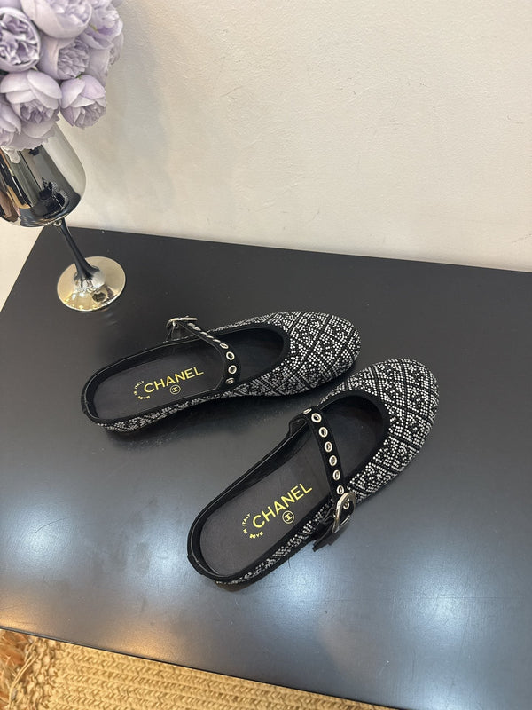 CC 25 Ballet Flats Mules Black Calfskin 331658