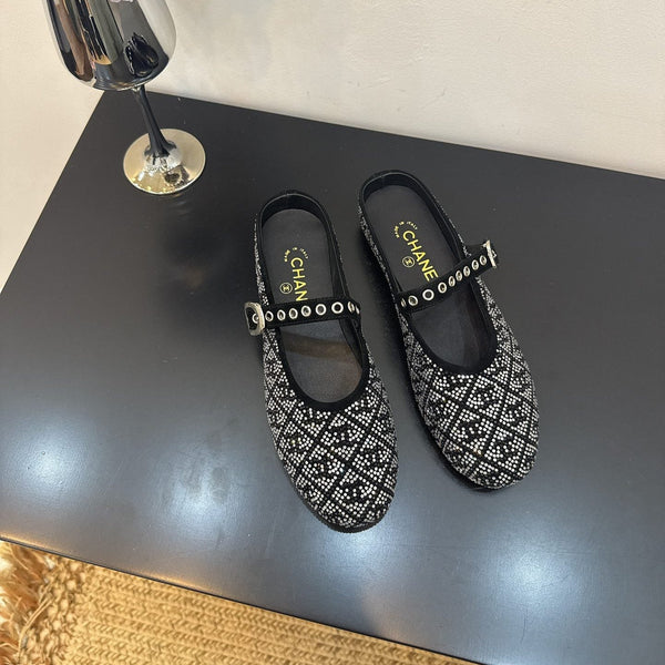 CC 25 Ballet Flats Mules Black Calfskin 331658