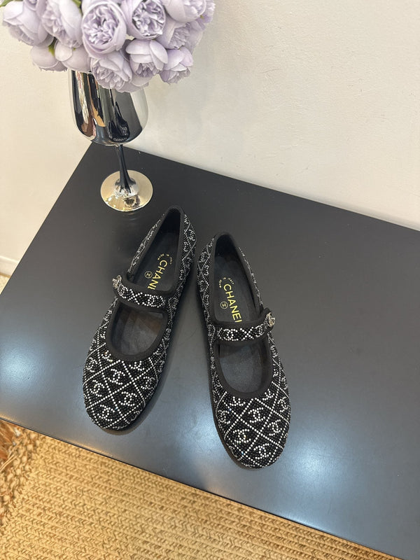 CC 25 Ballet Flats Black Calfskin 331661