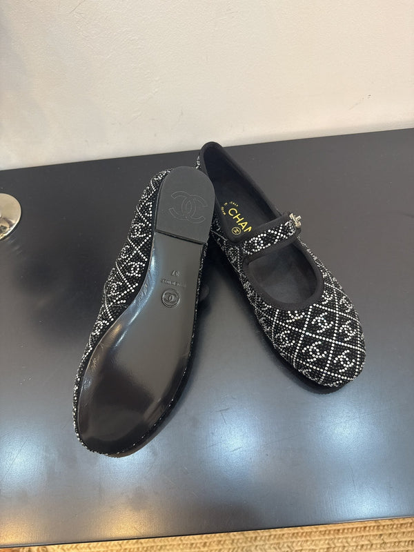 CC 25 Ballet Flats Black Calfskin 331661