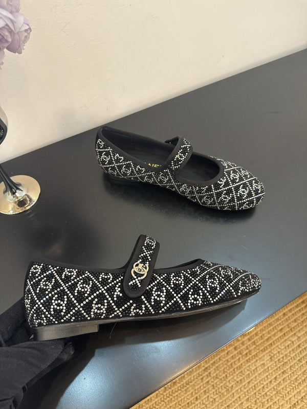 CC 25 Ballet Flats Black Calfskin 331661