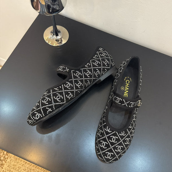 CC 25 Ballet Flats Black Calfskin 331661