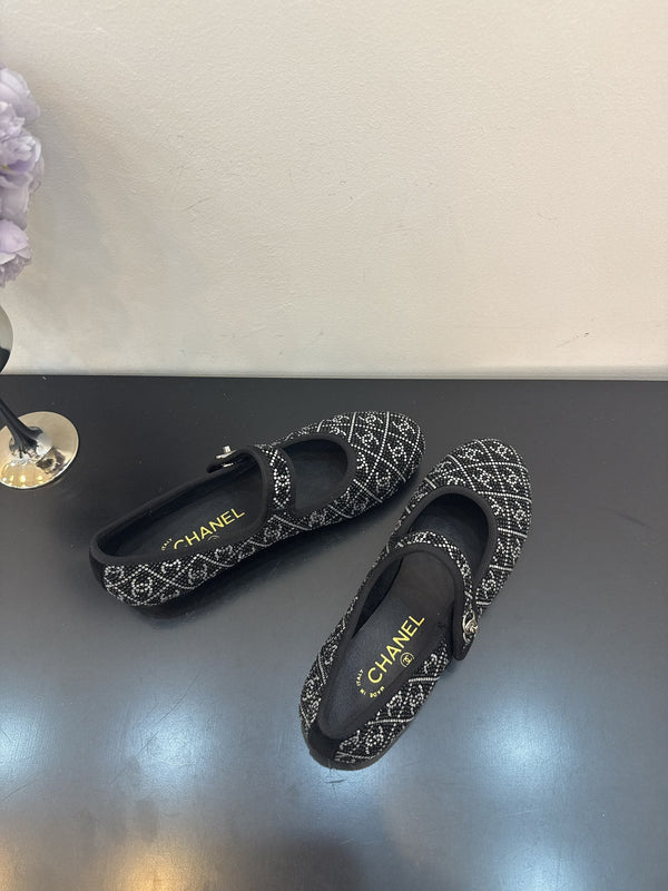 CC 25 Ballet Flats Black Calfskin 331661