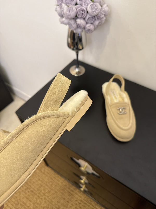 CC 25A Slingback Loafer Light Beige Sherpa Suede