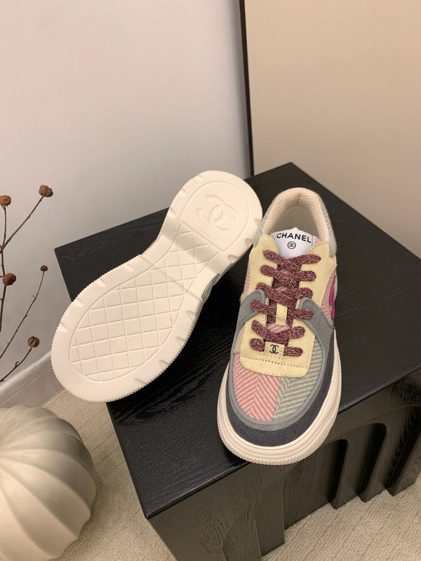 CC Alexander McQueen Sneakers Multicolor Suede and Tweed Fabric 537193