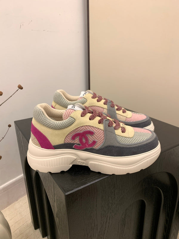 CC Alexander McQueen Sneakers Multicolor Suede and Tweed Fabric 537193