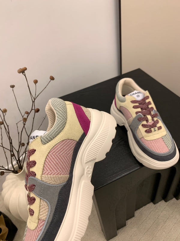 CC Alexander McQueen Sneakers Multicolor Suede and Tweed Fabric 537193