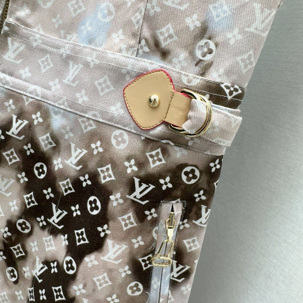 LV 25 Mononogram Gradient Print Logo Denim Vest Dress Multicolor