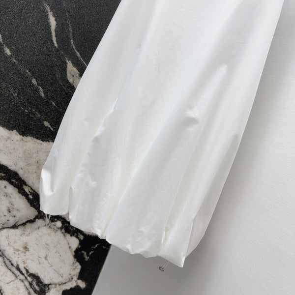 Prada 2025 Sleeveless Dress A-line Babydoll White Polyester