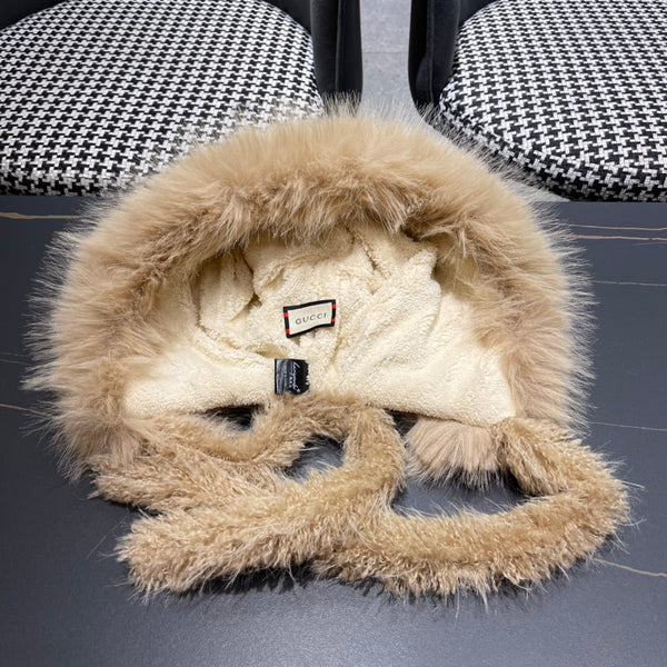 BEANIE HAT IN COLORFUL WOOL AND RABBIT FUR 392117