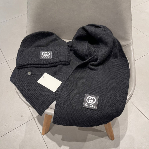 SET SCIARPA E CAPPELLO IN CASHMERE NERO E PELLICCIA DI LAPIN 397374