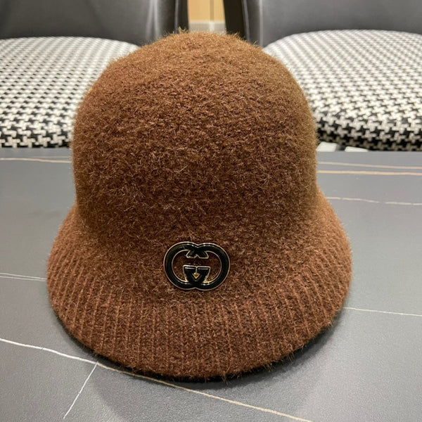 BUCKET HAT IN SYRUP BROWN WOOL PLUSH 399232