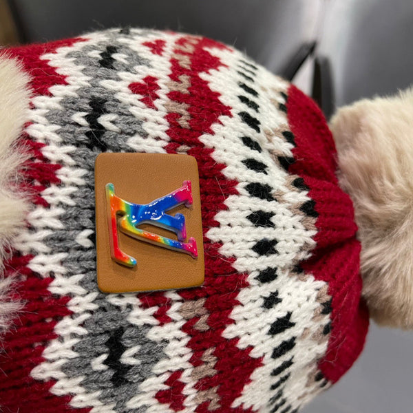 CAPPELLO PARAORECCHIE IN PELUCHE DI LANA COLORATA E PELLICCIA DI CONIGLIO 408169