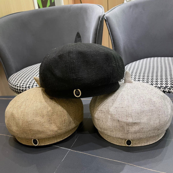 BERET HAT IN BEIGE FABRIC 420943