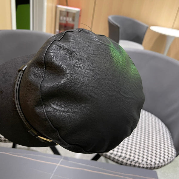 BAKER BOY CAP IN BLACK CALFSKIN 420946