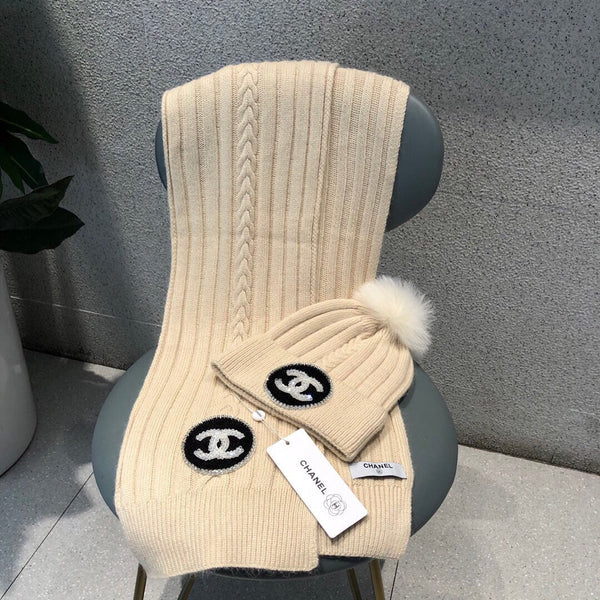 SET BERRETTO E SCIARPA IN LANA BEIGE BISQUE 424022