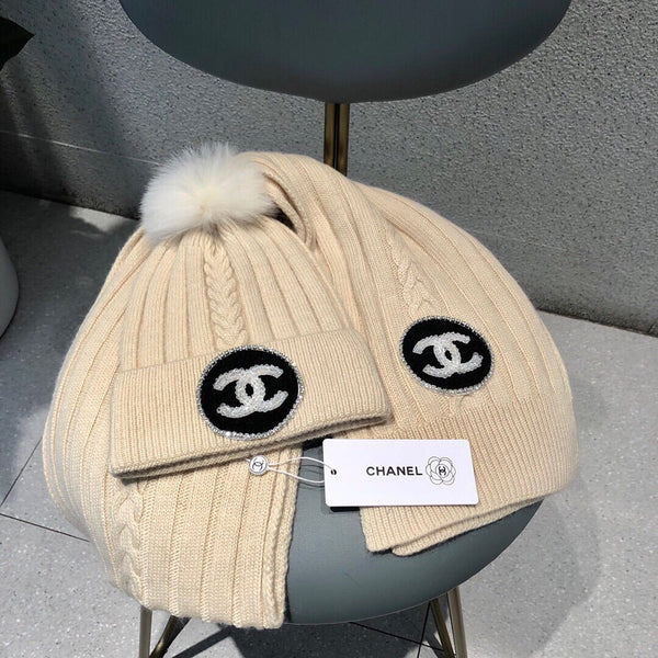 SET BERRETTO E SCIARPA IN LANA BEIGE BISQUE 424022