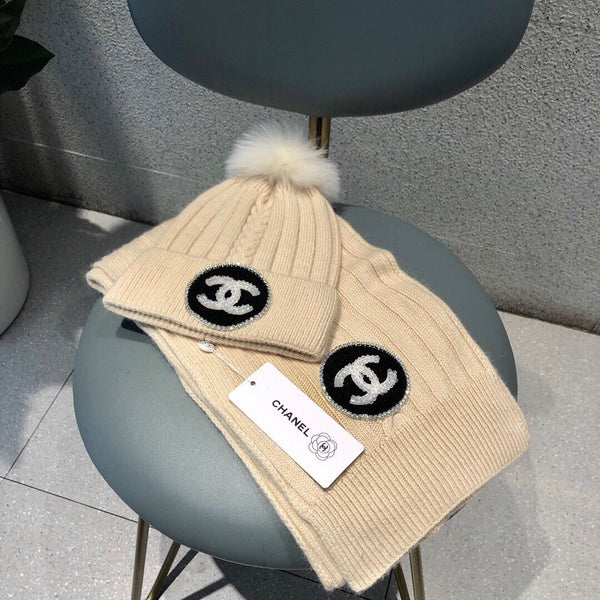 SET BERRETTO E SCIARPA IN LANA BEIGE BISQUE 424022