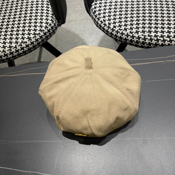 CAPPELLO BASCO IN VELLUTO A COSTE MARRONE ARACHIDI 429843