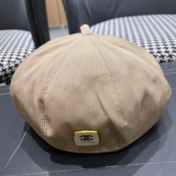 CAPPELLO BASCO IN VELLUTO A COSTE MARRONE ARACHIDI 429843