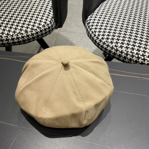 CAPPELLO BASCO IN VELLUTO A COSTE MARRONE ARACHIDI 429843