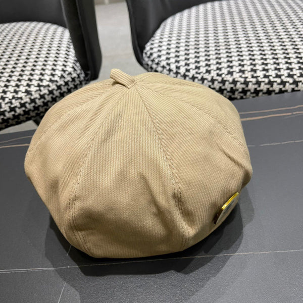 CAPPELLO BASCO IN VELLUTO A COSTE MARRONE ARACHIDI 429843