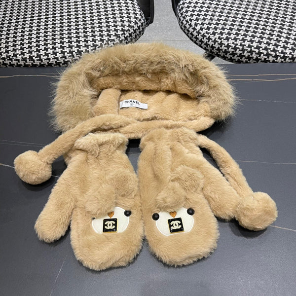 THREE-PIECE SET IN CAMEL BROWN FLEECE AND WOOL 433194