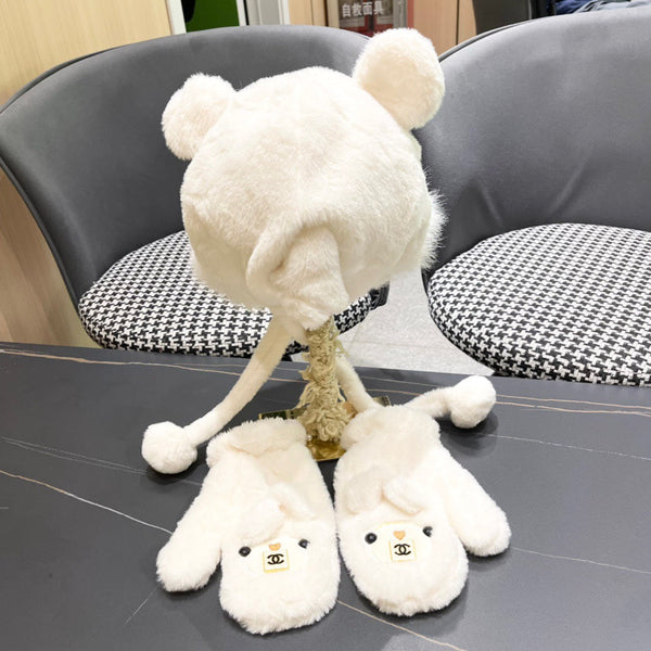 THREE-PIECE SET IN WHITE FLEECE AND WOOL 433195