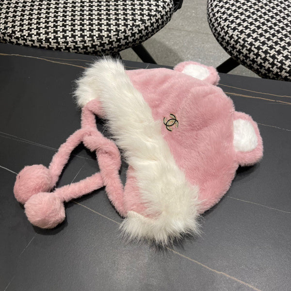 BERRETTO IN PILE E LANA ROSA CONTORNO 433164