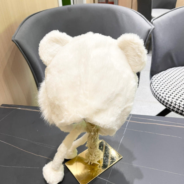 BEANIE HAT IN WHITE FLEECE AND WOOL 433166