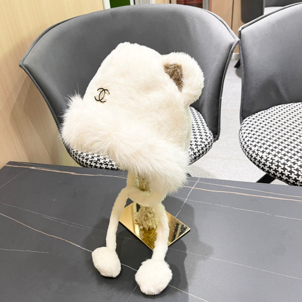 BEANIE HAT IN WHITE FLEECE AND WOOL 433166