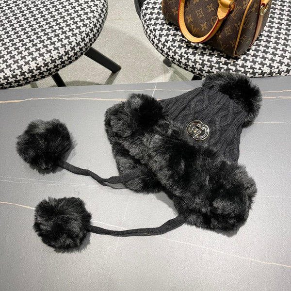 CAPPELLO DEERSTALKER IN LANA E PILE NERO 434696