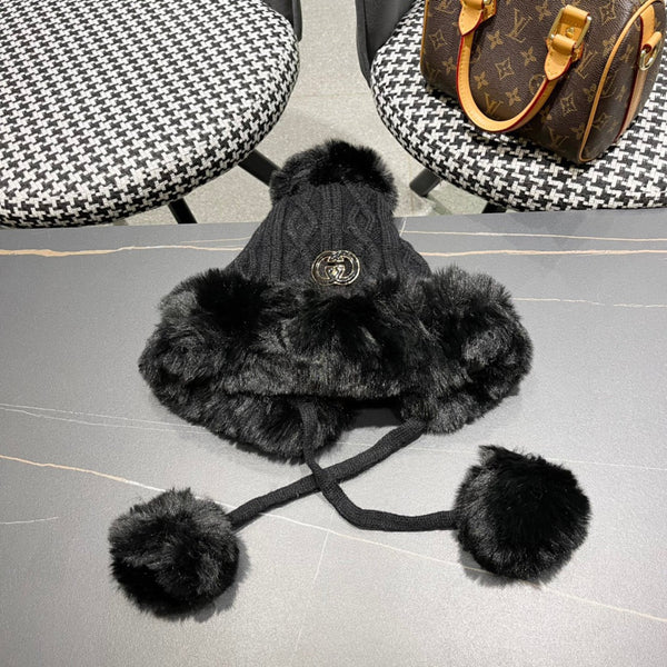 CAPPELLO DEERSTALKER IN LANA E PILE NERO 434696