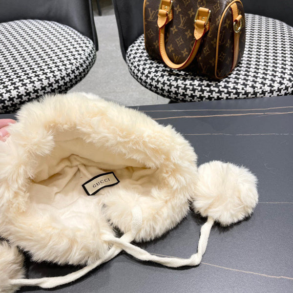 CAPPELLO DEERSTALKER IN LANA E PILE BIANCO CREMA 434698