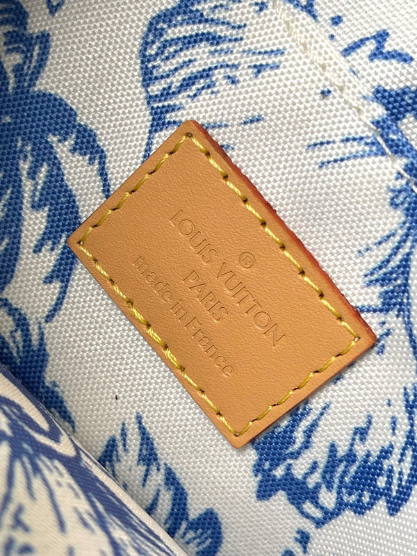 BORSA MULTI ACCESSORI 24 IN TELA CON PIASTRELLE MONOGRAMMA BLU LAGUNA E FERRAMENTA ORO